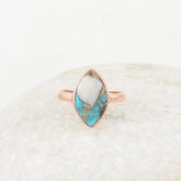 Turquoise Ring, Pink Opal Copper Turquoise 9x17mm Marquise Shape Gemstone Ring, Bezel Ring, Rose Gold Plated Ring, 925 Silver Women Ring